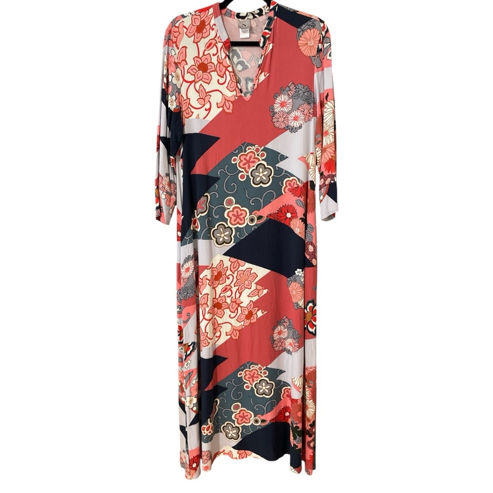 NATORI Multicolor Floral Caftan, size Small, swim coverup pjs loungewear cruise